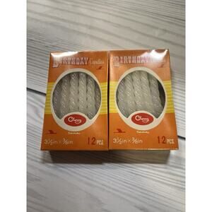 VTG Cherry Twisted Dripless Birthday Candles White 2 Boxes Of 12 Each Total 24